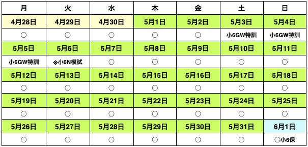 5月予定