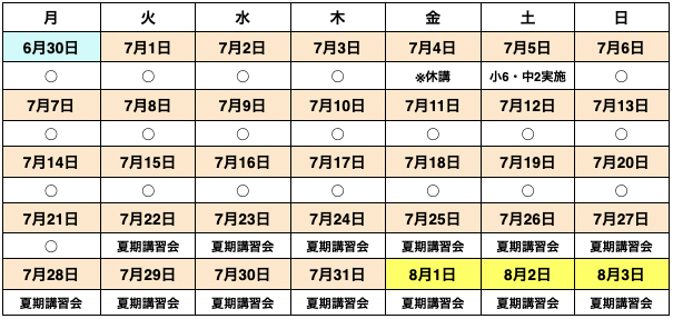 7月予定