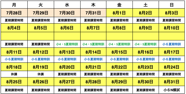 8月予定